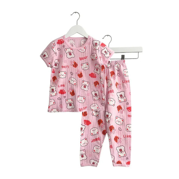 Other - NWT Cute Girls Sleep N' Play Short Sleeve Top & Pants Pajamas Set Bear & Boba 4T